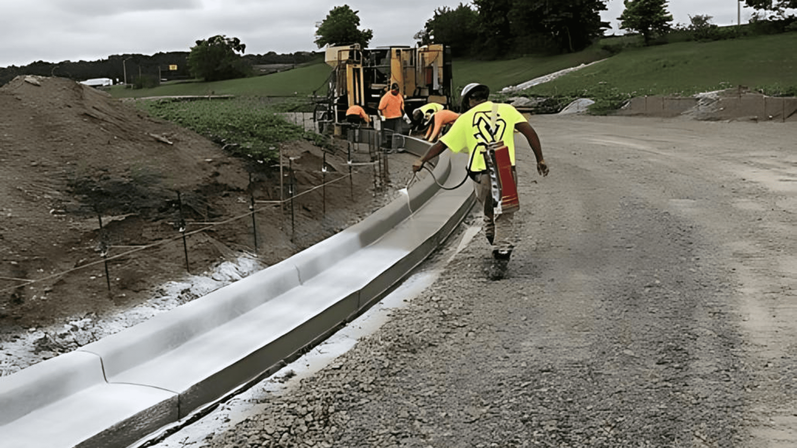 concrete curb paving